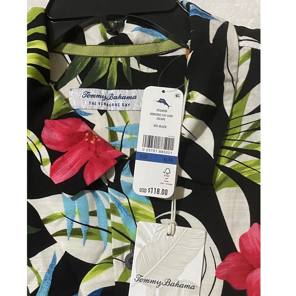 Tommy Bahama Camp Shirt Men XL Veracruz Cay Lush Escape Tropical Floral Hawaiian - Picture 12 of 14